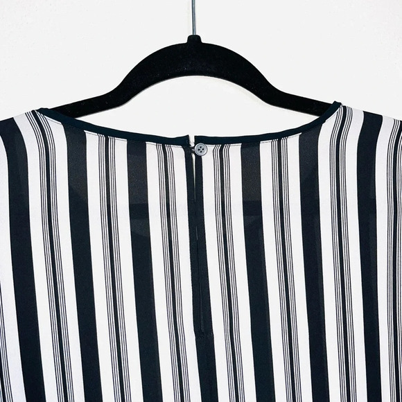 LOFT White & Black Striped Bell Sleeve Blouse Large Women’s - Picture 6 of 11